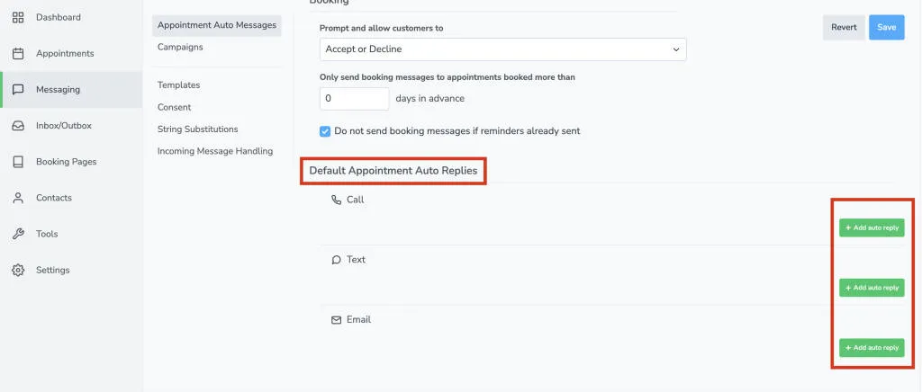Set up default Auto Replies based on clients' responses for all messages in Apptoto