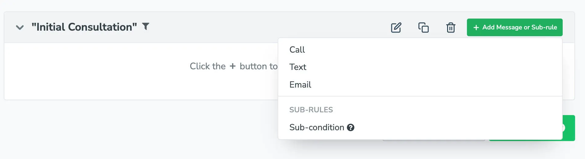 Add message to appointment auto message rule in Apptoto