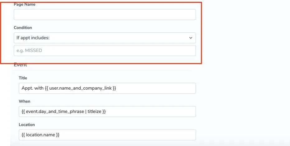 Customize appointment pages to display different information based on appointment type