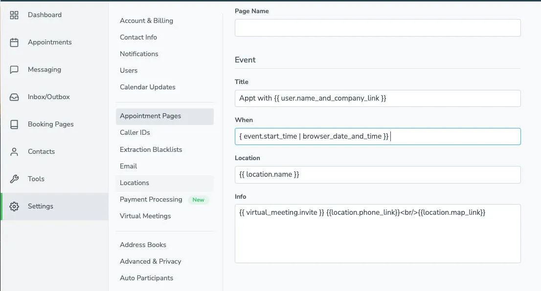 Use the browsers date and time field to display event invites with the proper time listed.