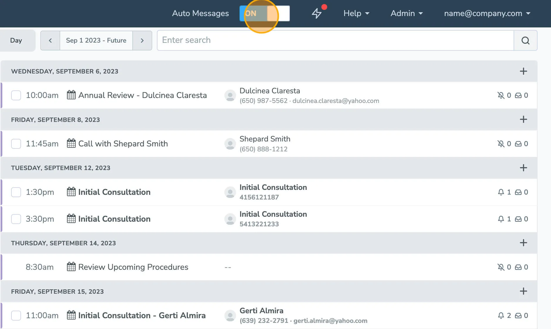 Turn off auto messages in Apptoto platform using auto messages toggle