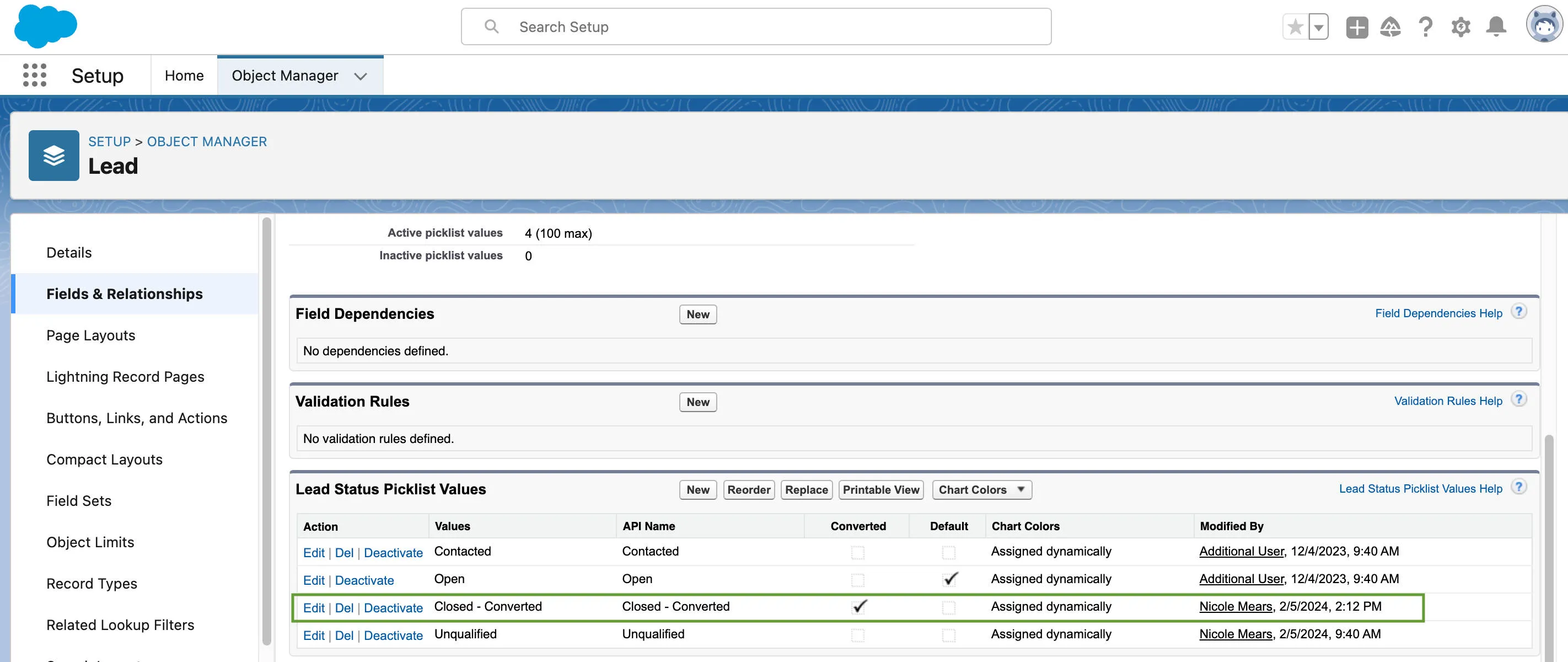 Find the API Name for the name your company utilizes for a Lead that is converted to an opportunity in Salesforce