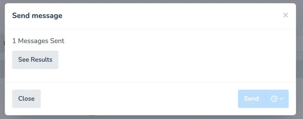 Confirmation box that message has been sent