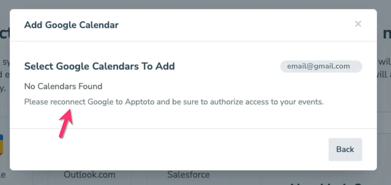 Error message when permissions not granted