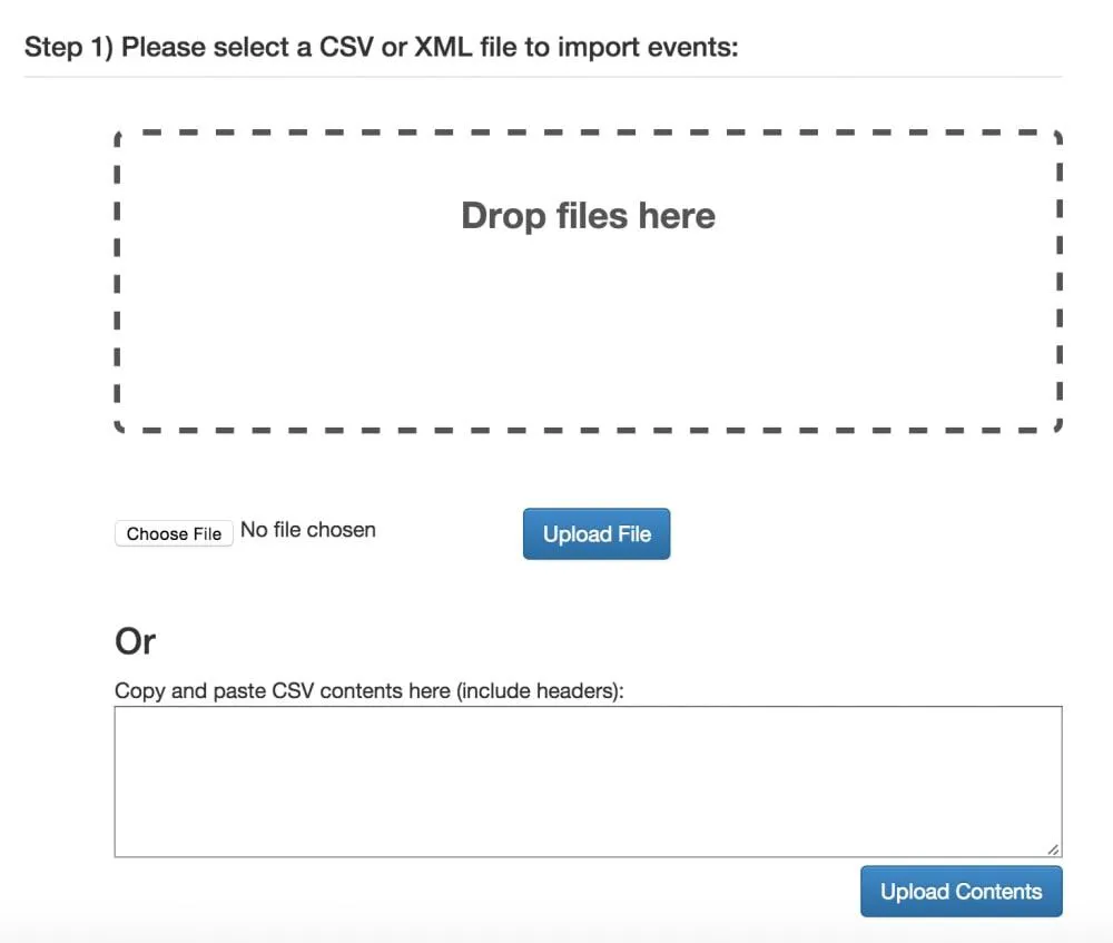 Apptoto Import data interface for uploading CSV or XML files