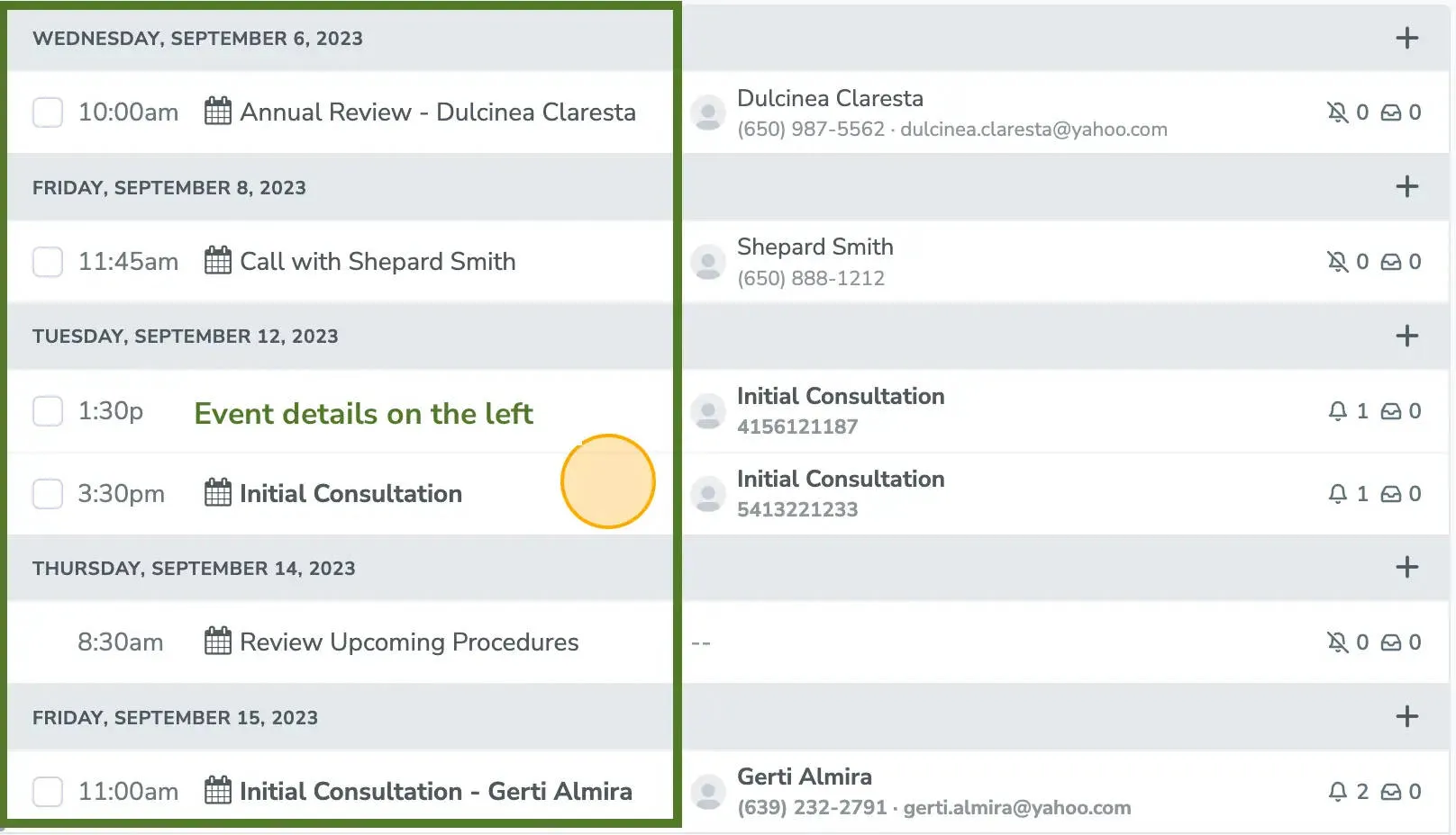 Apptoto portal with meeting details on left-side of screen