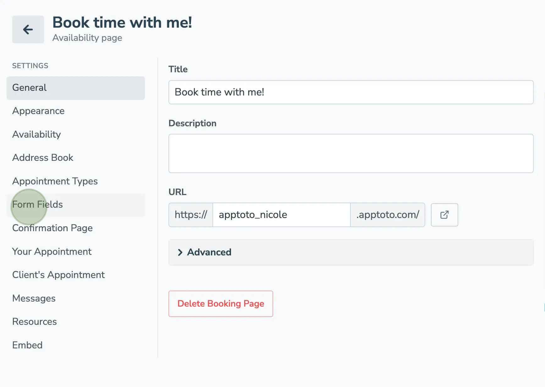Form fields tab in Apptoto platform
