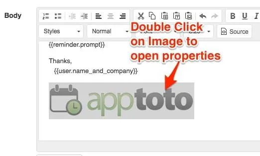 Apptoto double-click to edit image properties