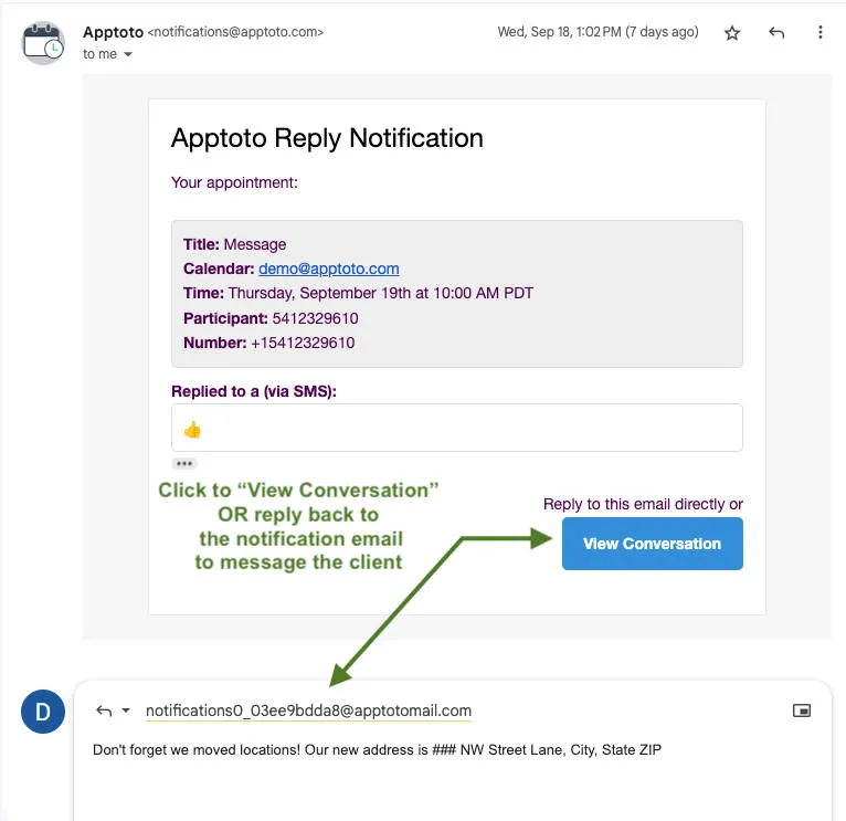 Reply to client message from your email by clicking "view conversation" or responding to email.