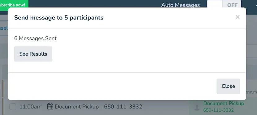 Message blast delivery results