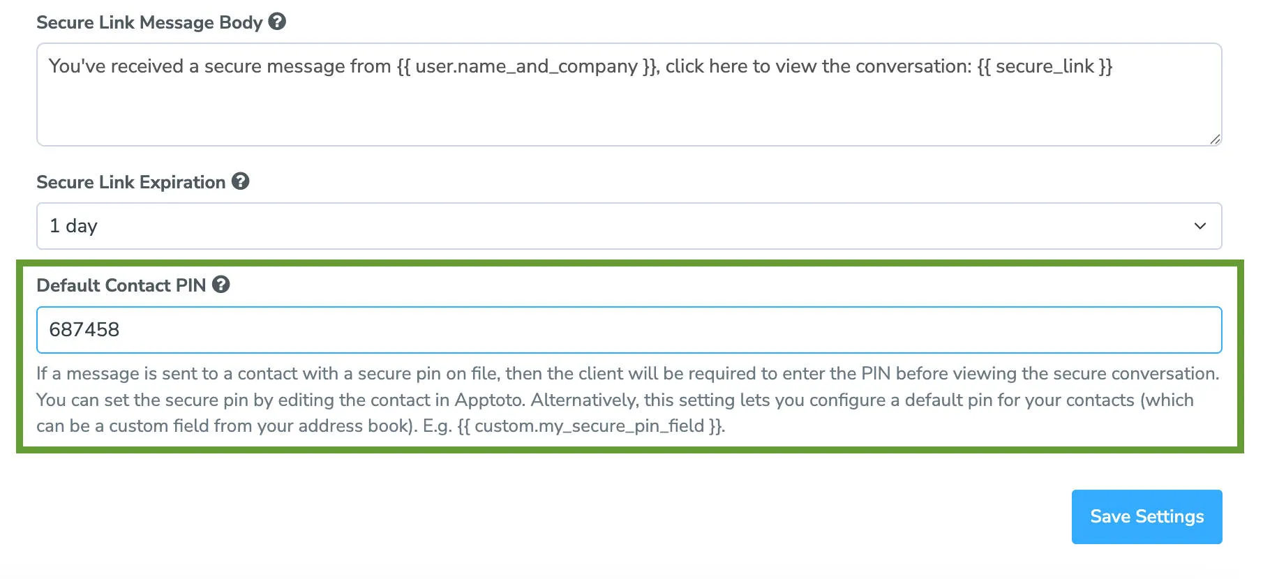 Require a PIN for clients to access their secure messages for added security