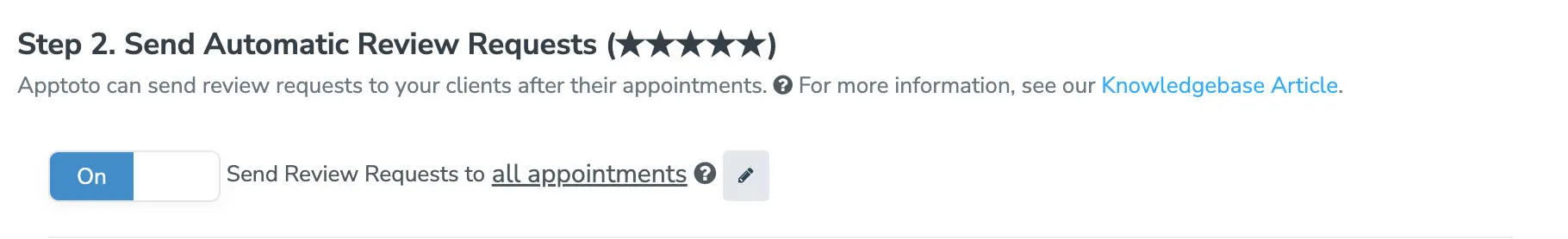 Send automatic review requests toggle