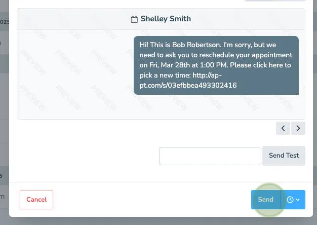 Send message blast button