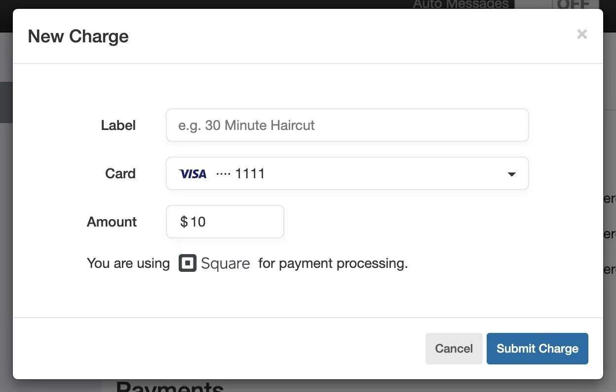 Enter new charge details before "submitting charge" to your client.