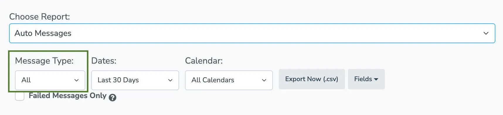 Select the date range you want to export message data for